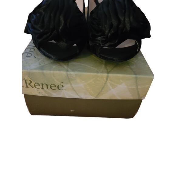 J. Renee Black Satin Wedge Heels - 8 1/2 Medium - New in Box - Picture 5 of 7